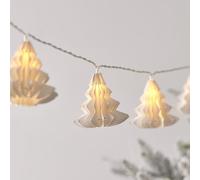 Lights4fun Indoor White Paper Christmas Tree Garland 10 Warm White LEDs Battery Operated String Fairy Lights with Timer 1.8m