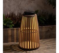 Lights4fun Large Sol Wooden Solar Lantern with Warm White LED, Outdoor Decorative Garden Lantern for Patios, Balconies & Summer Evenings