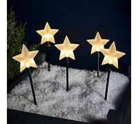 Lights4fun LED Star Garden Stake Lights Christmas Decoration Battery Timer (H)40cm Outdoor Use