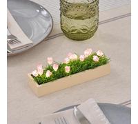 Lights4fun Miniature Tulip Table Top Decoration with LED Lights, Artificial Spring Floral Arrangement for Table Décor, Shelves & Seasonal Home Styling