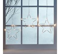 Lights4fun Osby Star Trio Hanging Window Light Battery Operated Warm White Micro LEDs Timer