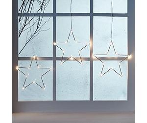 Lights4fun Osby Star Trio Hanging Window Light Battery Operated Warm White Micro LEDs Timer