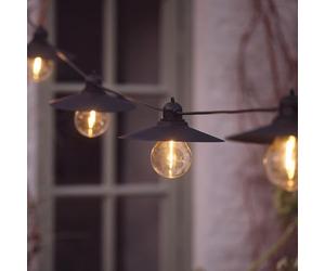 Lights4fun Outdoor 15 Warm White LED Solar Powered Vintage Pendant Festoon String Lights Fully Waterproof Decorative Garden Lights 2.5m