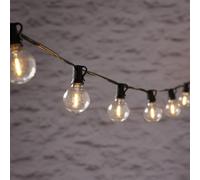 Lights4fun Outdoor 20 Warm White LED Solar Powered Mini Festoon String Lights Fully Waterproof Decorative Garden Lights with Mini Stakes 4.75m