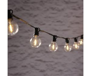 Lights4fun Outdoor 20 Warm White LED Solar Powered Mini Festoon String Lights Fully Waterproof Decorative Garden Lights with Mini Stakes 4.75m