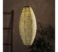 Lights4fun Outdoor Solar Powered Moroccan Green Decorative Light Hanging Lantern IP44 Fully Waterproof