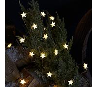 Lights4fun Outdoor Star Battery Fairy Lights 50 Warm White Micro LEDs Timer 4.9m IP44