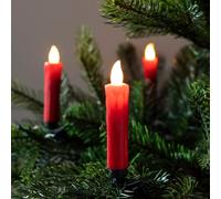 Lights4fun Pack of 20 Red Wax Battery Operated Remote Control LED Flameless Christmas Candles with Tree Clips