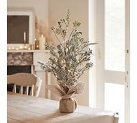 Lights4fun Potted Mini Christmas Tree Tabletop Decoration White Berry Detail Micro Lights Bundle Battery Timer (H) 63cm