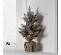 Lights4fun Pre Lit Artificial Frosted Mini Christmas Tree Decoration with 15 Warm White LEDs Battery Operated (H) 53cm