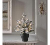 Lights4fun Pre-Lit Snowy Christmas Tree (45 cm) Crafted from Faux Foliage with Warm White LED Lights | Indoor Christmas Tree Decoration