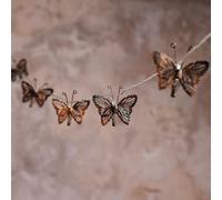 Lights4fun Set of 10 Copper Butterfly Solar Fairy Lights with Warm White LEDs, Outdoor Garden String Lights for Patios, Fences & Summer Styling