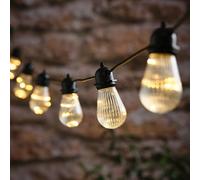 Lights4fun Set of 10 Fluted Micro Festoon Lights with Warm White LEDs, Battery Operated Decorative String Lights for Outdoor Parties & Garden Styling