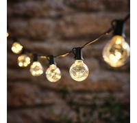 Lights4fun Set of 10 Globe Shaped Micro Festoon Lights with Warm White LEDs, Decorative Outdoor String Lights for Parties & Garden Styling