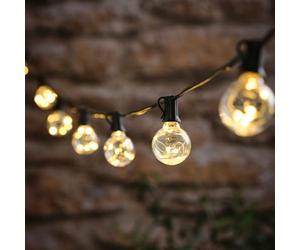 Lights4fun Set of 10 Globe Shaped Micro Festoon Lights with Warm White LEDs, Decorative Outdoor String Lights for Parties & Garden Styling