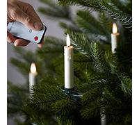 Lights4fun Set of 10 Ivory TruGlow® LED Candle Clips - Battery-Powered Flameless Christmas Tree Candles with Wireless Remote and Timer, Safe & Stylish Holiday Décor