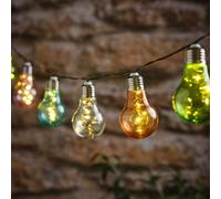 Lights4fun Set of 10 Pastel Cap Solar Micro Festoon Lights with Warm White LEDs, Outdoor Decorative Garden Lights for Patios & Summer Entertaining