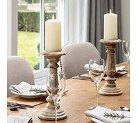 Lights4fun Set of 2 Large 15cm TruGlow® LED Flameless Pillar Candles with Timer - Real Ivory Wax, Battery Operated Decorative Lighting for Living Rooms, Bedrooms & Events