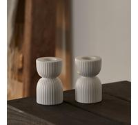Lights4fun Set of 2 Matte White Ceramic Taper Candle Candlestick Holders Decoration for Home Decor, Wedding, Dining and Parties Indoor Use