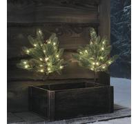 Lights4fun Set of 2 Outdoor Christmas Tree Stake Lights 50 Warm White LEDs Battery Operated with Timer