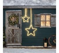 Lights4fun Set of 2 Outdoor Hanging Star Lights Window Decoration 310 Warm White LEDs Cluster Effect IP44
