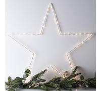 Lights4fun Set of 3 Christmas Indoor Light Up Star Window Decorations with 80 Warm White LEDs Battery Operated Timer 59cm