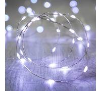 Lights4fun Set of 3 Indoor Fairy String Lights with 50 White Micro LEDs on Silver Wire Battery Operated 4.95m