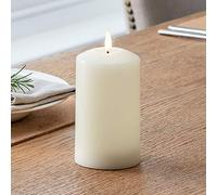 Lights4fun Set of 3 Medium TruGlow™ Battery LED Flameless Pillar Candles with Timer 12.5cm Real Ivory Wax