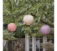 Lights4fun Set of 3 Outdoor Solar Powered Moroccan Pastel Decorative Light Hanging Lanterns IP44 Fully Waterproof
