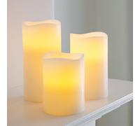 Lights4fun Set of 3 Real Wax Battery Operated Flameless LED Candles with Timer