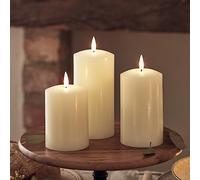 Lights4fun Set of 3 Rechargeable TruGlow® Battery LED Flameless Pillar Candles Real Wax with Timer Indoor Use