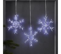 Lights4fun Set of 3 Snowflake Christmas Window Light Battery Timer (D) 17cm Indoor Use