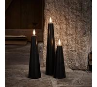 Lights4fun Set of 3 TruGlow® Black Cone Battery Operated LED Flameless Candles with Timer