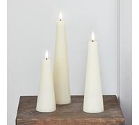Lights4fun Set of 3 TruGlow® Ivory Cone Battery Operated LED Flameless Candles with Timer & Remote