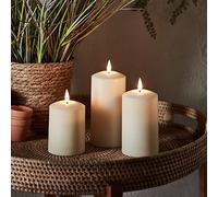 Lights4fun Set of 3 TruGlow® Outdoor Waterproof Flameless LED Pillar Candles - Battery Operated with 6-Hour Timer - Weatherproof Garden Lights for Patios, Balconies & Events
