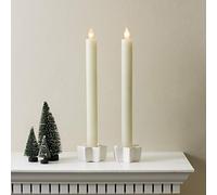 Lights4fun Set of 4 Battery Operated Ivory Real Wax LED Push-Top Taper Candles