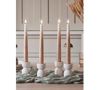 Lights4fun Set of 4 Bronze Ombre TruGlow® Taper Candles with Remote Battery LED Flameless Real Wax Timer