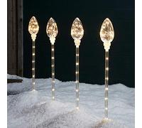Lights4fun Set of 4 C9 Light Bulb Plug in Outdoor Christmas Pathway Stake Lights with Warm White Micro LEDs 67cm