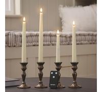 Lights4fun Set of 4 Ivory TruGlow® Mixed Height LED Taper Candles with Remote Control, Battery Operated Dinner Candles for Home Décor & Wedding Styling