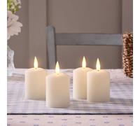 Lights4fun Set of 4 Ivory Wax TruGlow® Rechargeable USB LED Votive Tea Light Candles with Remote & Timer - Flameless Decoration for Christmas, Weddings, Diwali & Dinner Parties