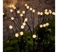 Lights4fun Set of 4 Solar Powered LED Wavy Bubble Garden Pathway Decorative Stake Lights Outdoor IP44 Rated