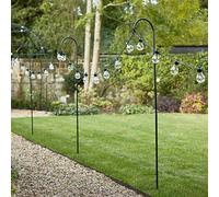 Lights4fun Set of 5 Metal Black Garden Festoon Poles for Lights Shepherds Hook for Garden String Lights 1.6m
