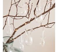 Lights4fun Set of 6 Clear Glass Bunny Ears Easter Egg Hanging Tree Decorations