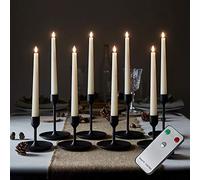 Lights4fun Set of 8 TruGlow® Ivory Flameless LED Taper Candles - Real Wax Battery-Operated Candles with Timer & Remote Control - Elegant Indoor Décor for Dining, Weddings, Home & Events