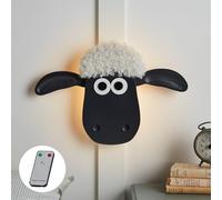 Lights4fun Shaun The Sheep™ LED Battery Operated Children’s Bedroom Wall Night Light with Remote Control Indoor Use 39cm