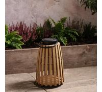 Lights4fun Sol Wooden Solar Lantern with Warm White LED, Outdoor Decorative Garden Lantern for Patios, Pathways & Summer Home Styling