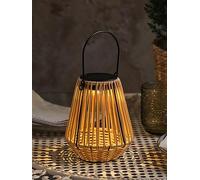 Lights4Fun Solar Wicker Style Led Table Lantern One Colour