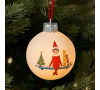 Lights4fun The Elf on The Shelf ® Christmas Light Up Porcelain LED Bauble Hanging Decoration Battery Operated with Remote Control & Timer