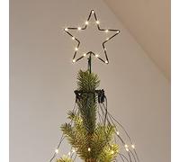 Lights4fun Tree Topper Osby Star with Christmas Tree Micro Lights 255 Warm White LEDs Waterfall Effect Plug In Timer Indoor Use