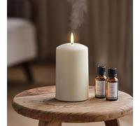 Lights4fun TruGlow Air® Portable LED Pillar Candle Diffuser with Set of 2 Dusk and Dawn Essential Oils for Home